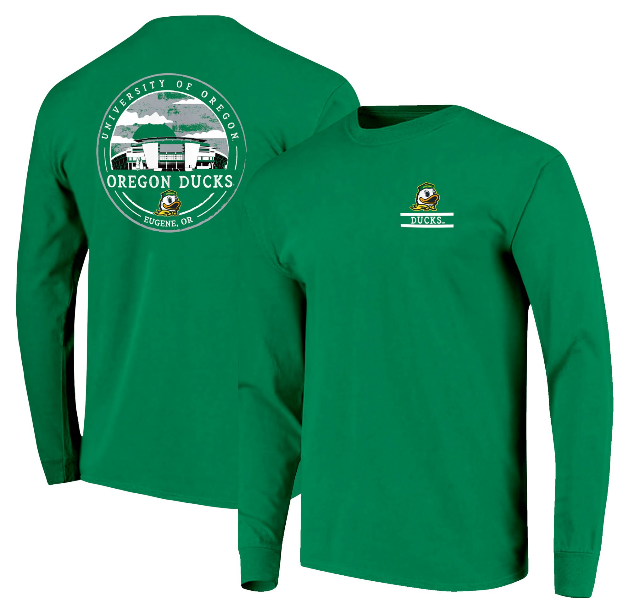 Image One Men's Oregon Ducks Green Stripe Sky Long Sleeve T-Shirt product image