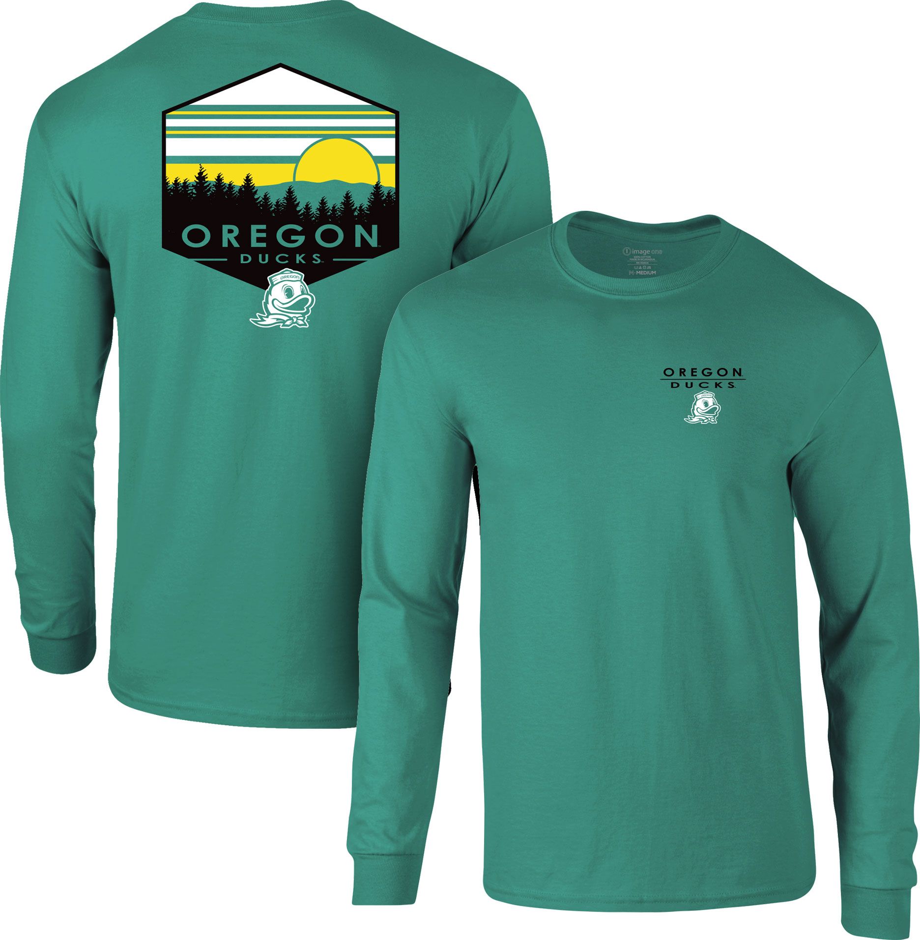 Image One Men's Oregon Ducks Green Tree Shield Long Sleeve T-Shirt product image