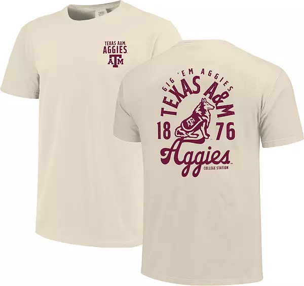 Image One Men's Texas A&M Aggies Ivory Mascot Local T-Shirt, Large, White