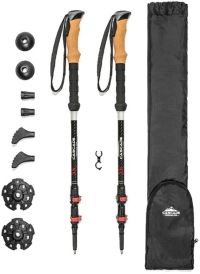 Cascade Mountain Tech Bastoni Da Trekking In Fibra Di Carbonio – Leggeri 243g, Regolabili 72-152cm, Impugnatura In Sughero, Monopiede
