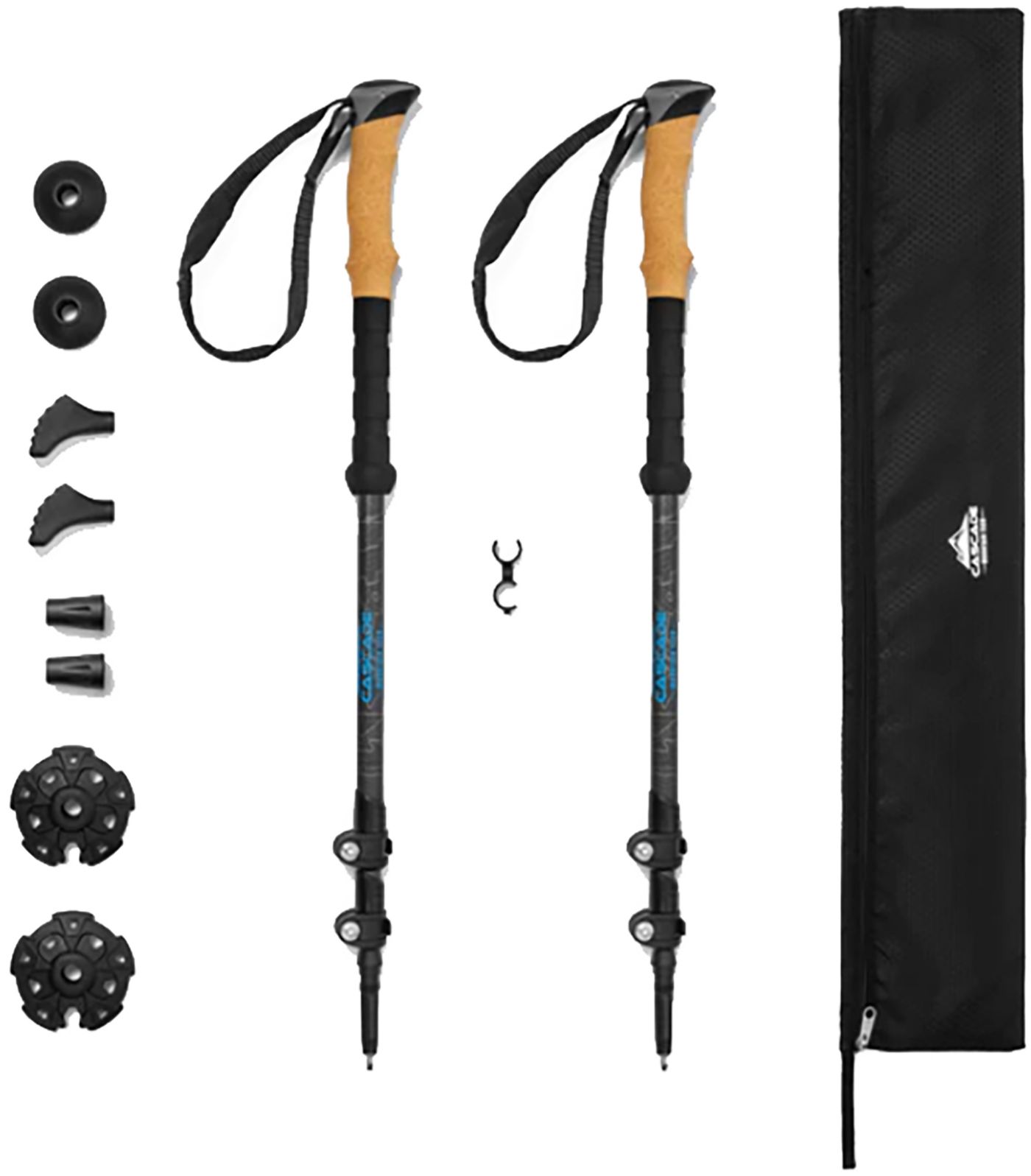 Cascade Mountain Tech Carbon Fiber Quick Lock Trekking Poles Grey