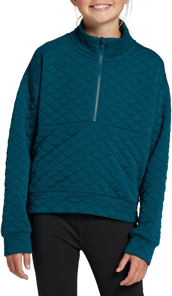 DSG Girls' Jacquard Fleece ½ Zip Pullover, Medium, Dark Teal Ocean | Holiday Gift