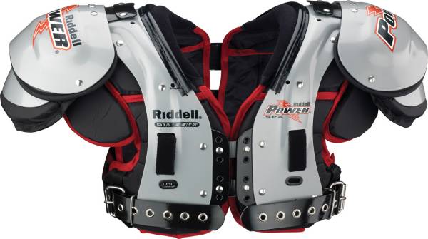 Riddell Adult Power SPX Football Shoulder Pads, Large, Grey/Black/Red