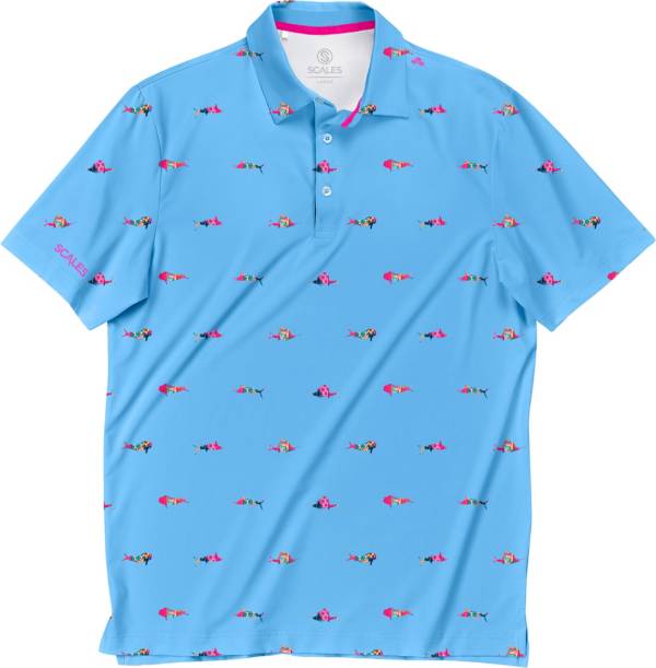 Scales Men's Trippy Fish Golf Polo Golf Galaxy
