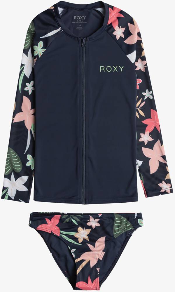 Roxy Girls' Vacay for Life Full-Zip Long Sleeve Rash Guard Set