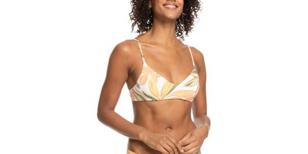Printed Beach Classics Strappy Bra Bikini Top - Anthracite Palm Song S –