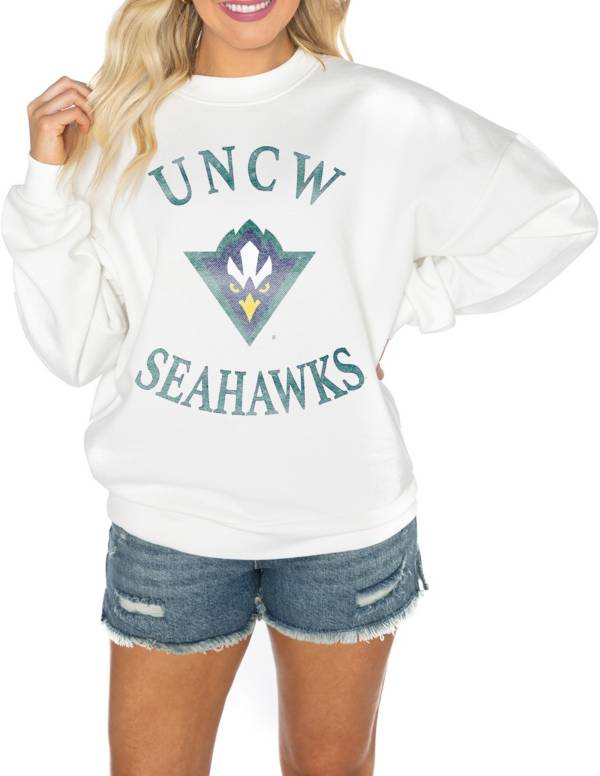 Gameday Couture UNC Wilmington Seahawks White Play on Crew Pullover Sweatshirt, Women's, XL