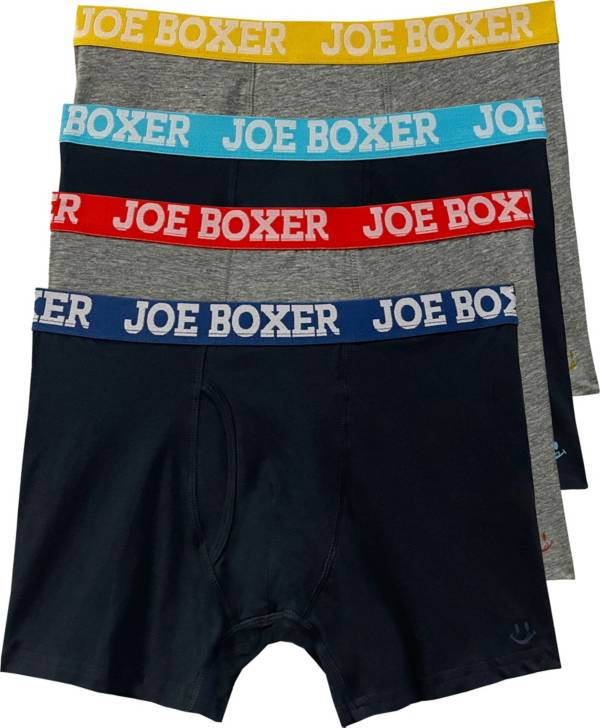 Joe Boxer Men's Boxer Briefs 4-pack, Black, M, 100% Cotton 