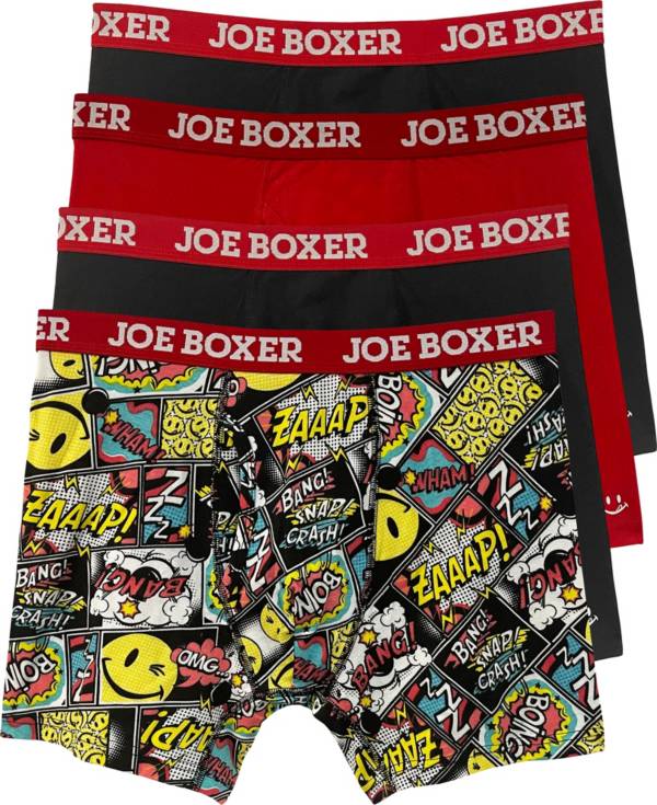 Joe Boxer Men's Comic Strip Four Pack Cotton Stretch Boxer Briefs