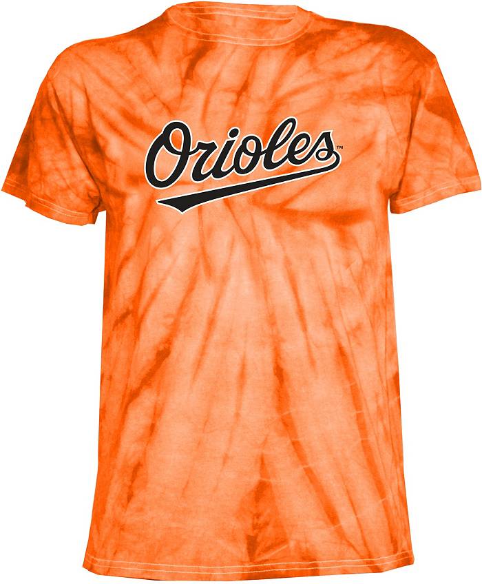Stitches Adult Baltimore Orioles Orange Tie Dye Short Sleeve T