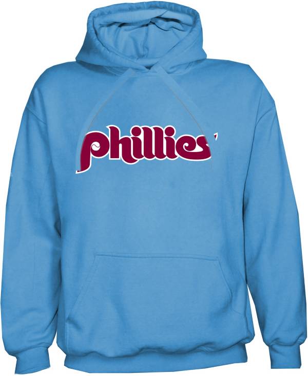 Stitches Men's Philadelphia Phillies Blue Cooperstown Wordmark Pullover  Hoodie