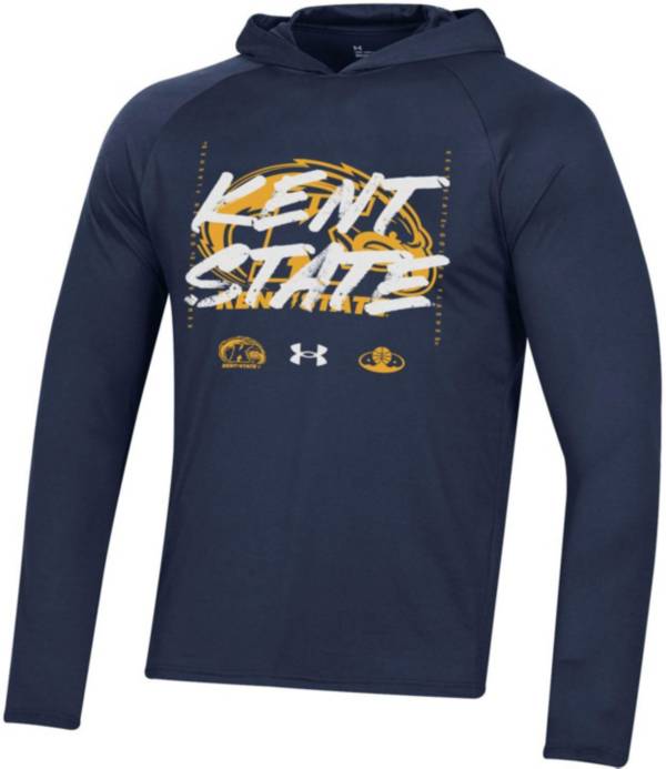 Under Armour Kent State Golden Flashes Navy Hooded Long Sleeve Bench T-Shirt product image