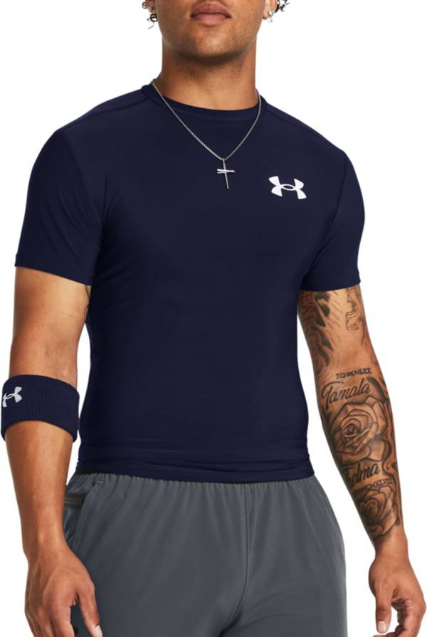 Under Armour heat gear compression short-sleeved top in navy