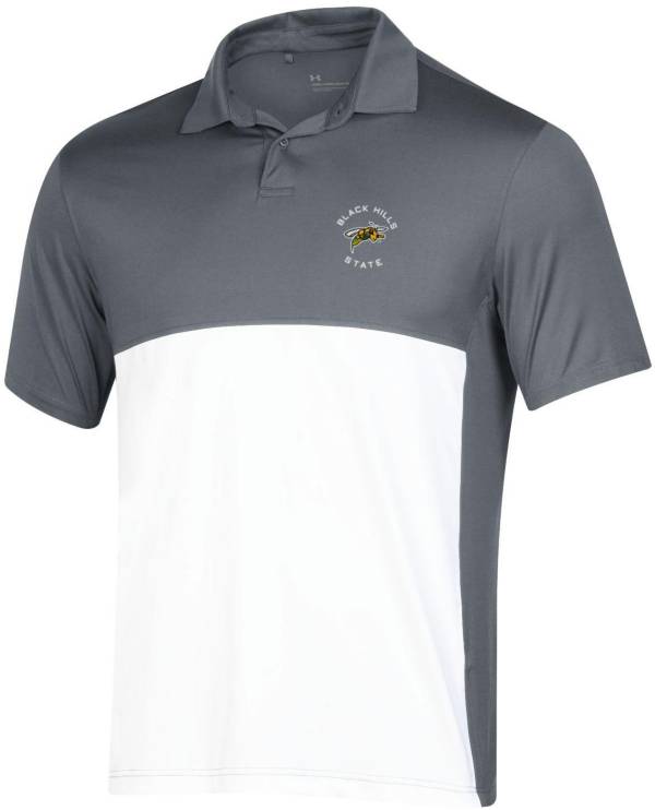 Under Armour Men's Black Hills State Yellow Jackets Grey Colorblock Polo product image