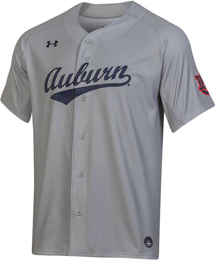 Under Armour Men's Auburn Tigers Grey Replica Baseball Jersey, Large, Gray