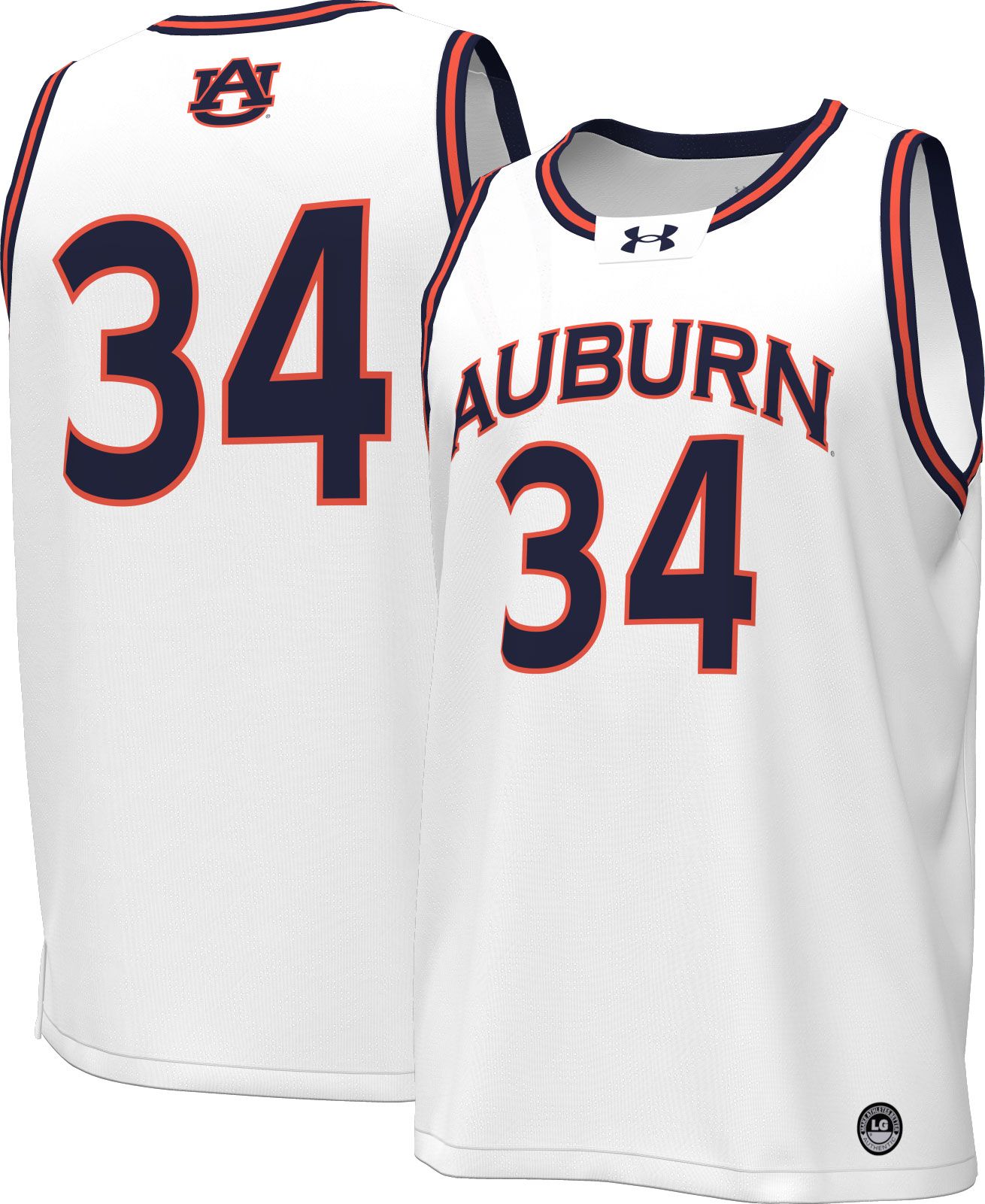 Under Armour Men's Auburn Tigers #34 White Replica Basketball Jersey