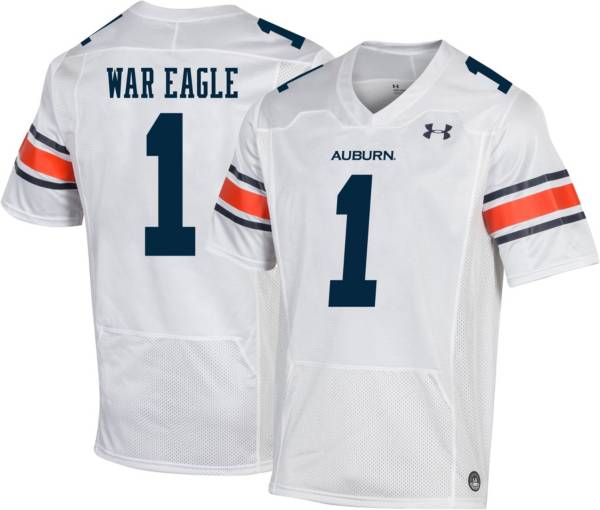 Men's Under Armour #1 White Auburn Tigers Team Wordmark Replica Football Jersey Size: Medium