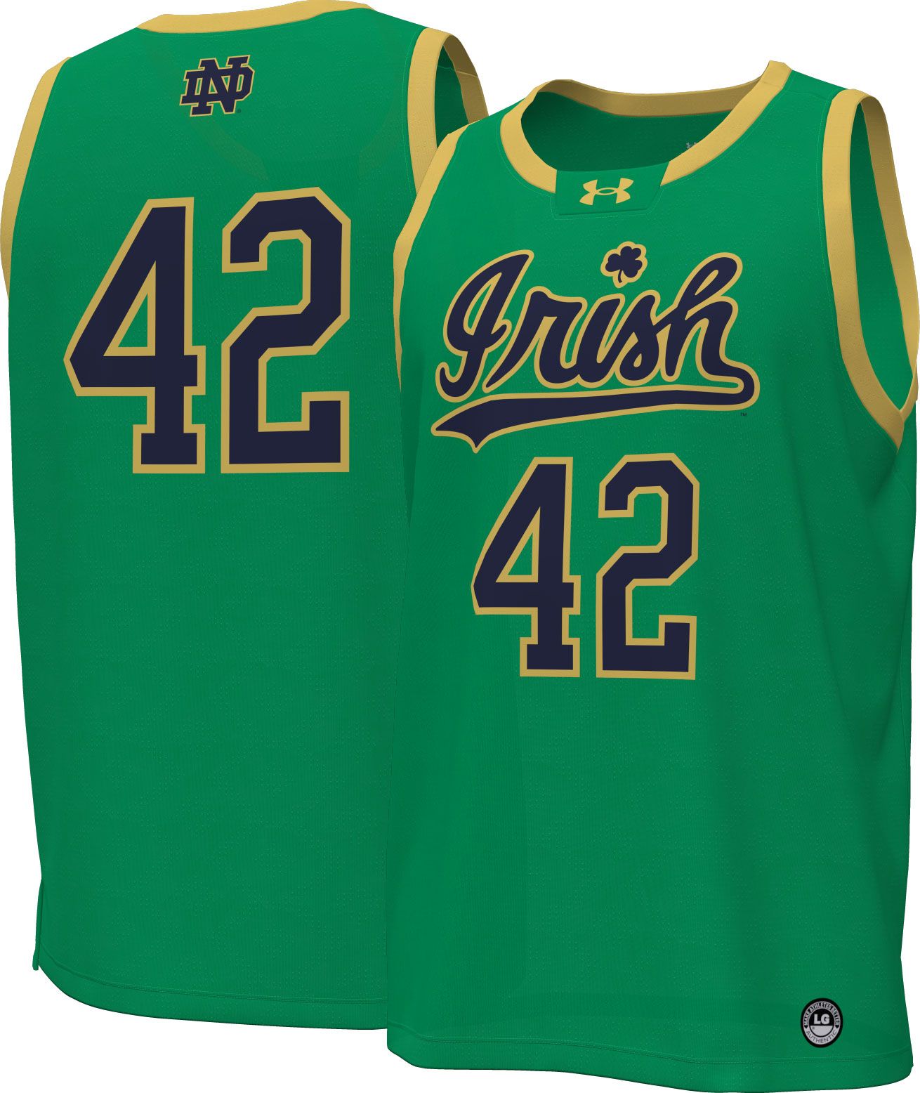 Under Armour Men's Notre Dame Fighting Irish #42 Green Replica Basketball Jersey product image