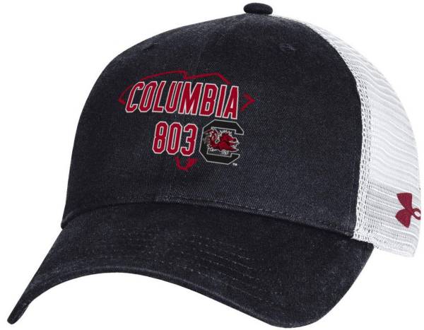 Under Armour Men's South Carolina Gamecocks Black Area Code Adjustable  Trucker Hat