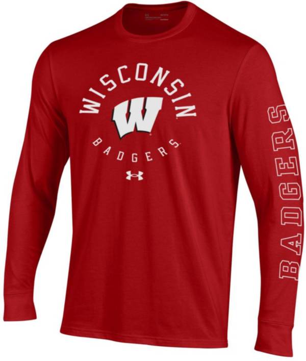 Under Armour Men's Wisconsin Badgers Red Performance Cotton Long Sleeve ...