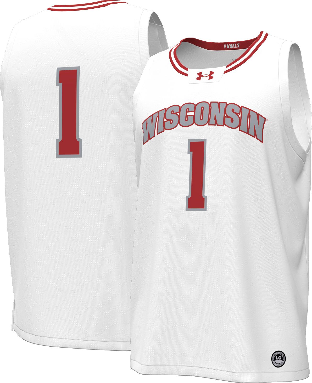 Under Armour Men's Wisconsin Badgers #1 White Replica Basketball Jersey product image