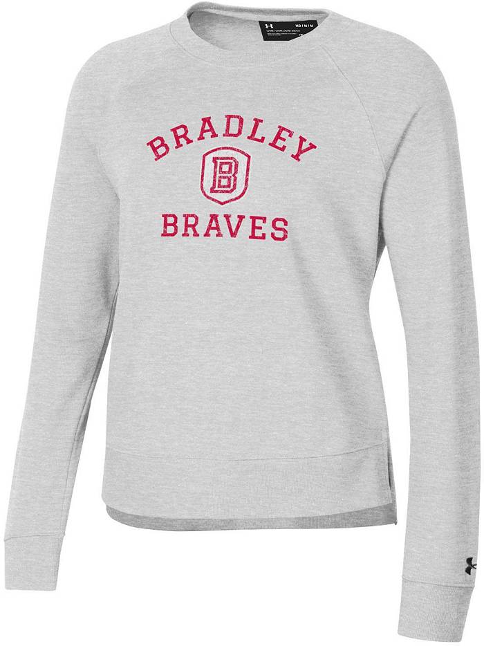Under Armour Women's Bradley Braves Silver Heather All Day Arched Logo Crew Pullover Sweatshirt, XL, Gray