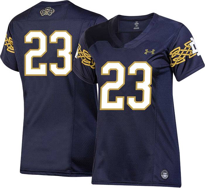 Women's Under Armour Navy Notre Dame Fighting Irish 2023 AER Lingus College Football Classic Replica Jersey Size: Small