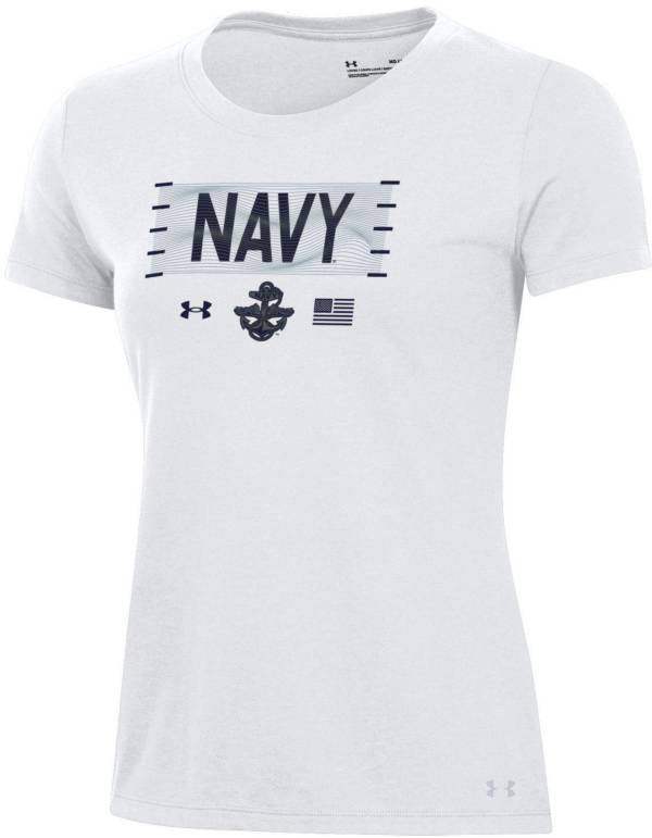 Men's Under Armour White Navy Midshipmen Silent Service All Day