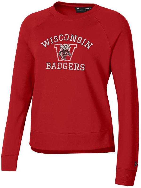 Under Armour Women's Wisconsin Badgers Red All Day Arched Logo Crew  Pullover Sweatshirt