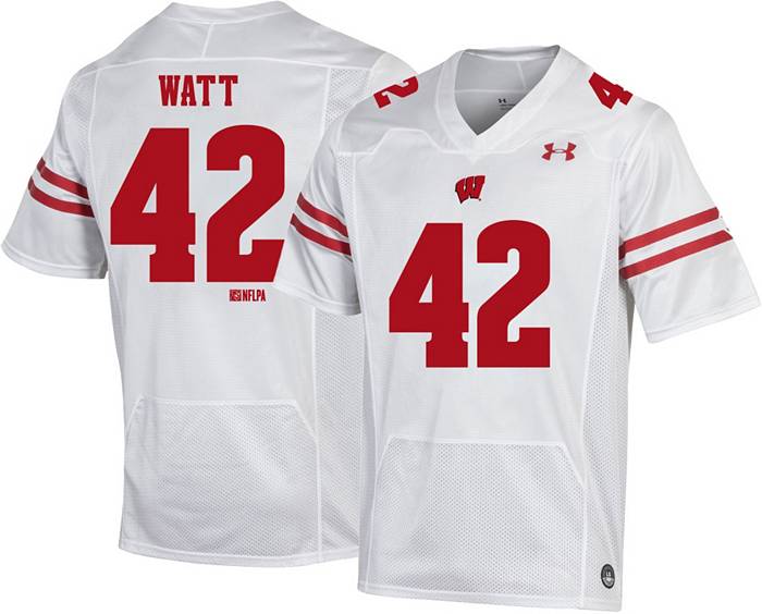 Under Armour Youth Wisconsin Badgers T.j. Watt #42 White Replica Football Jersey, Boys', Small