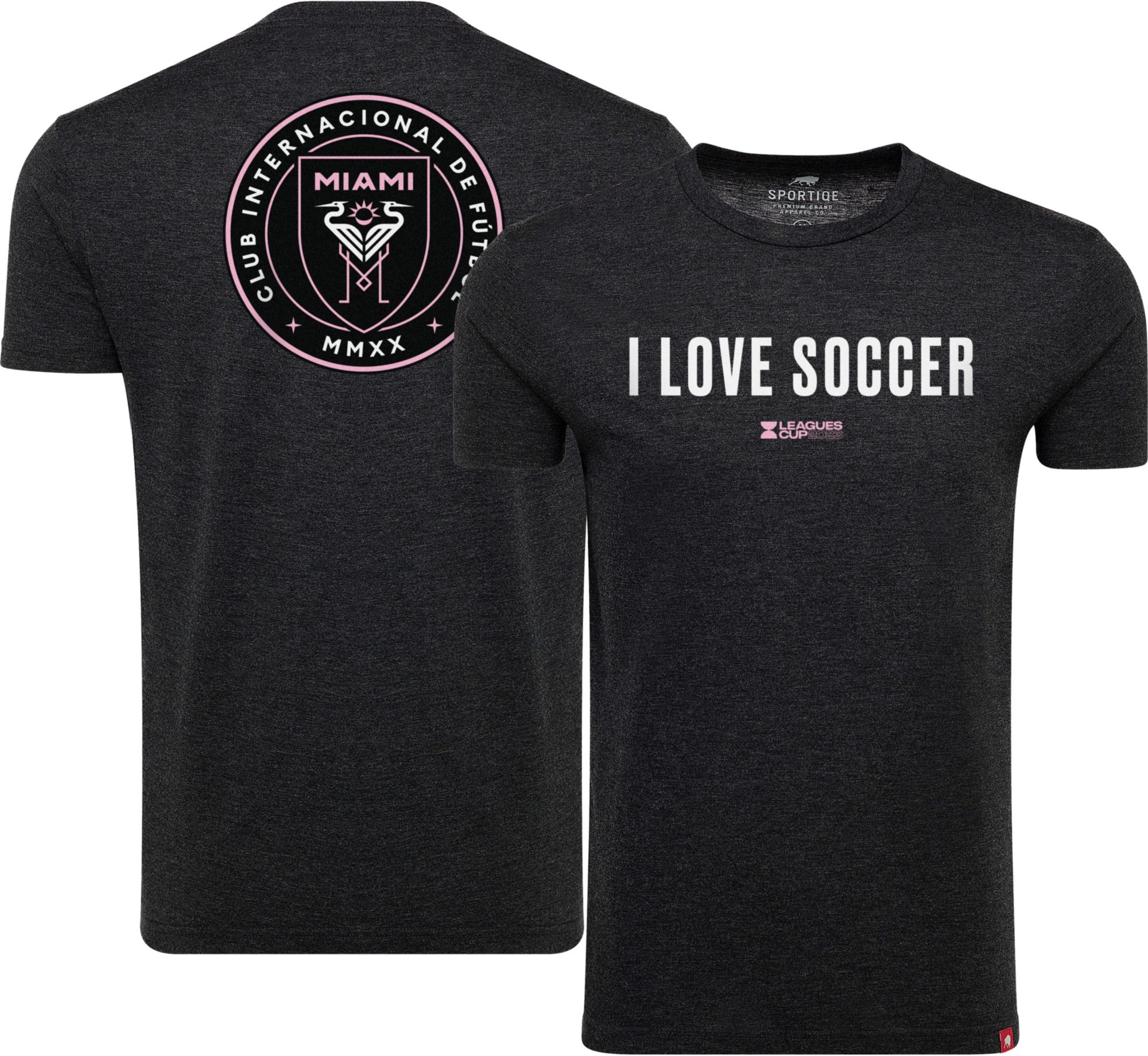 Sportiqe Inter Miami CF Leagues Cup I Love Soccer Black T-Shirt product image