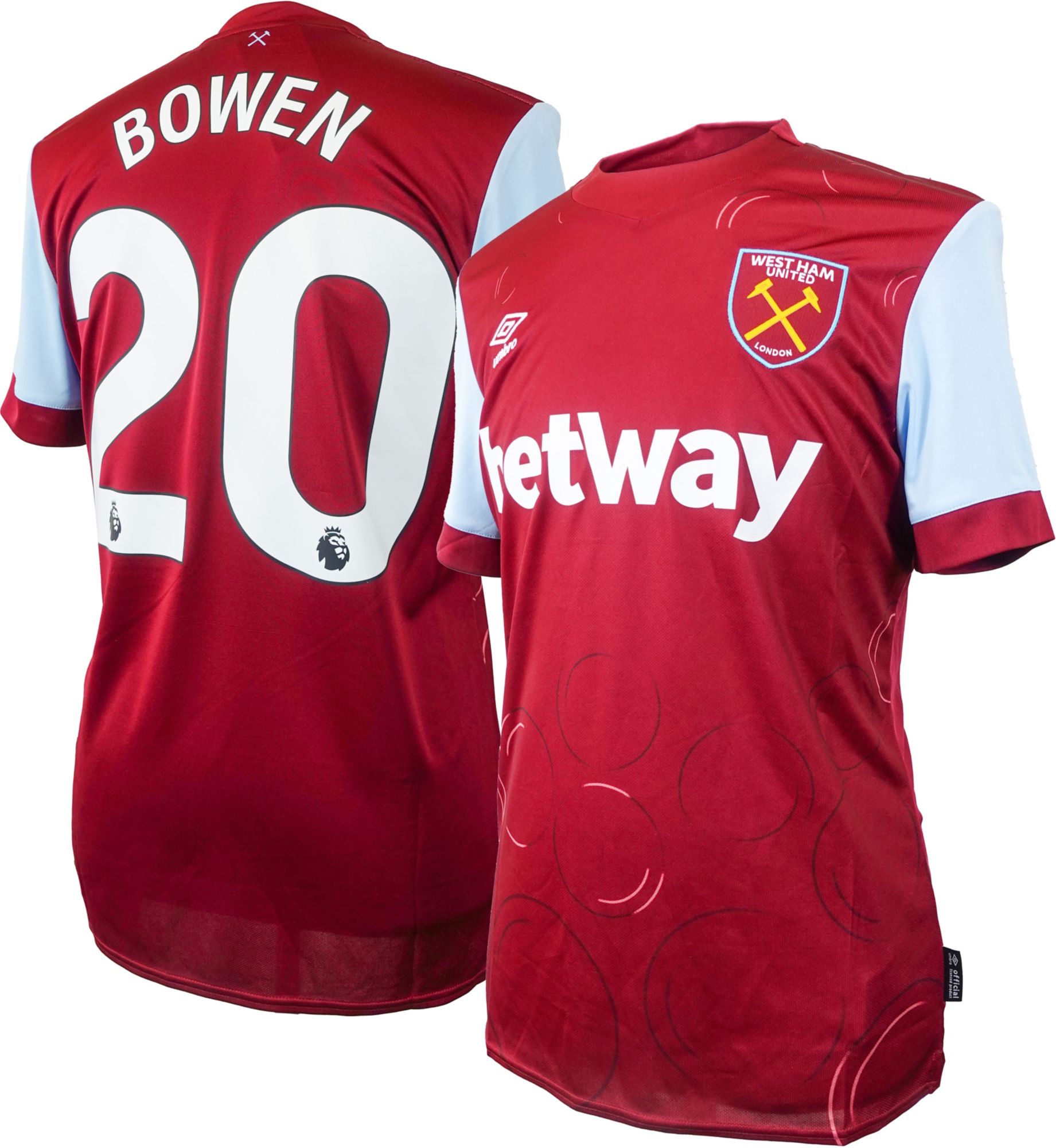 Umbro Adult West Ham United Jarrod Bowen #20 Home Replica Jersey