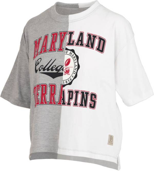 Pressbox Womens Maryland Terrapins Grey And White Half And Half T Shirt Dicks Sporting Goods 