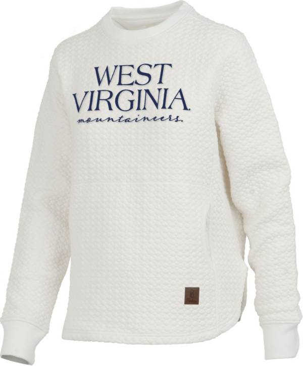 Pressbox Women s West Virginia Mountaineers Ivory Bubble Knit Crew