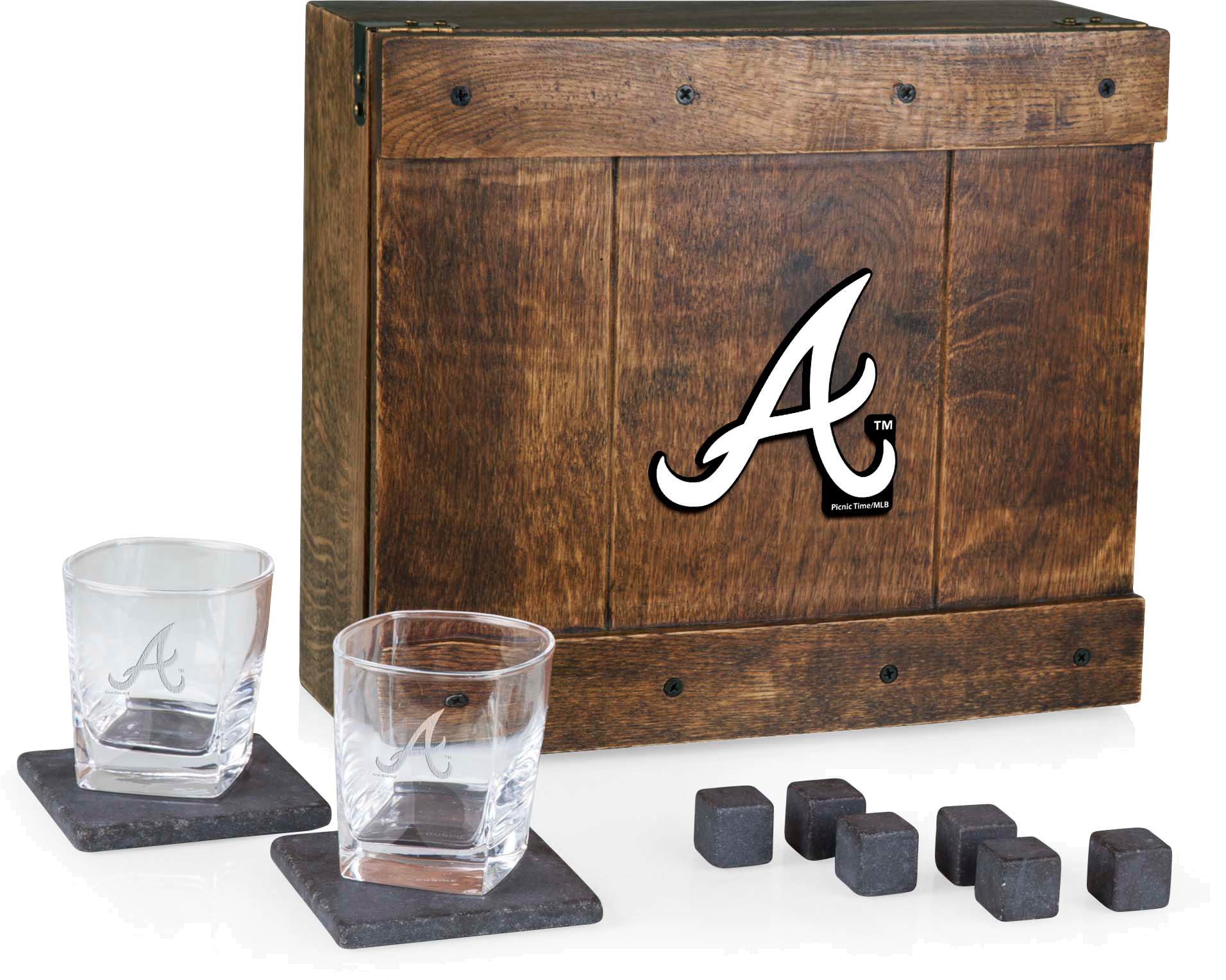 Picnic Time Atlanta Braves Whiskey Box Gift Set product image