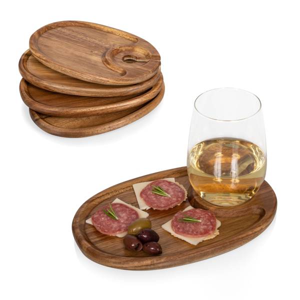 Picnic Time Atlanta Braves Wine Appetizer Plate Set of 4 product image