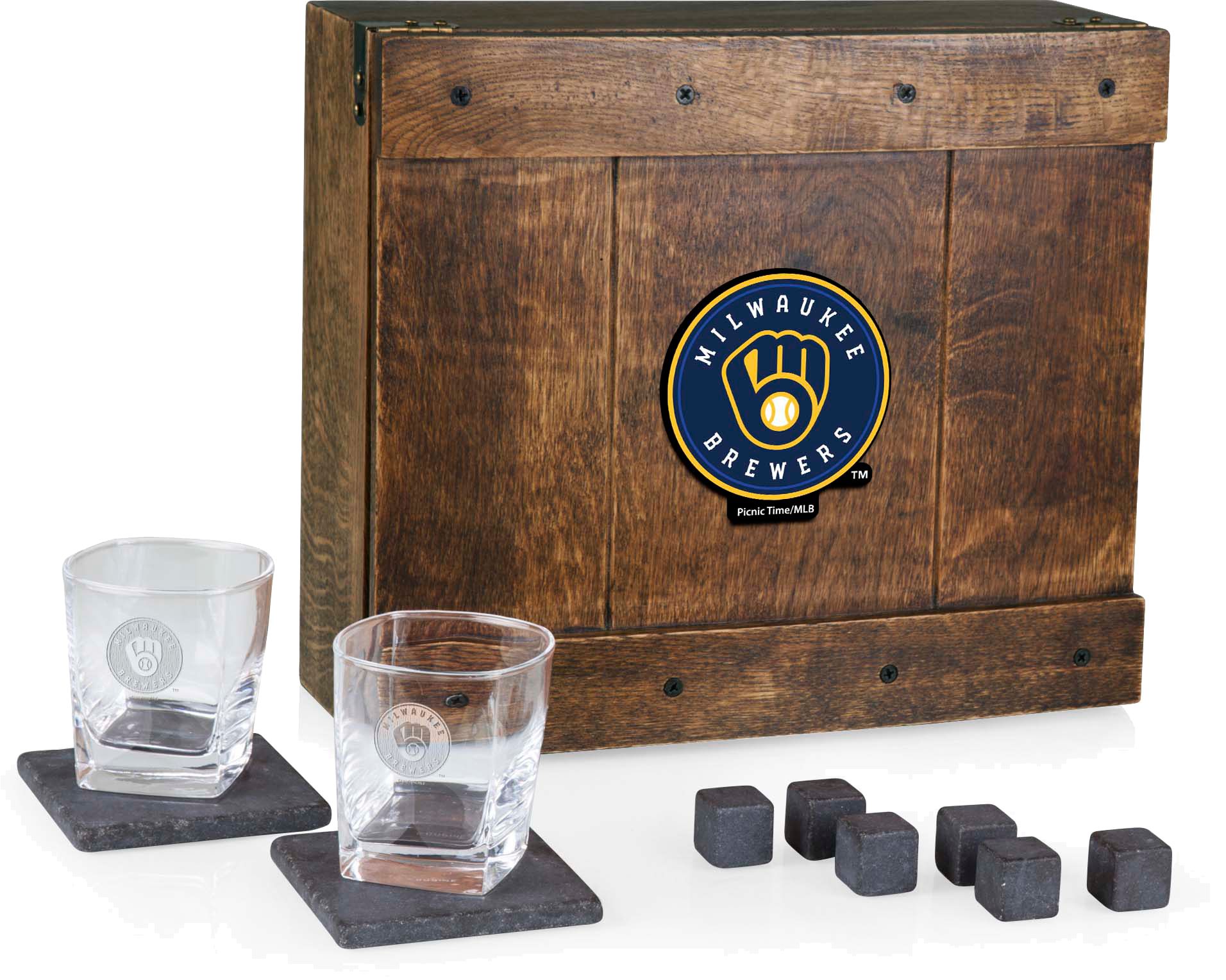 Picnic Time Milwaukee Brewers Whiskey Box Gift Set product image