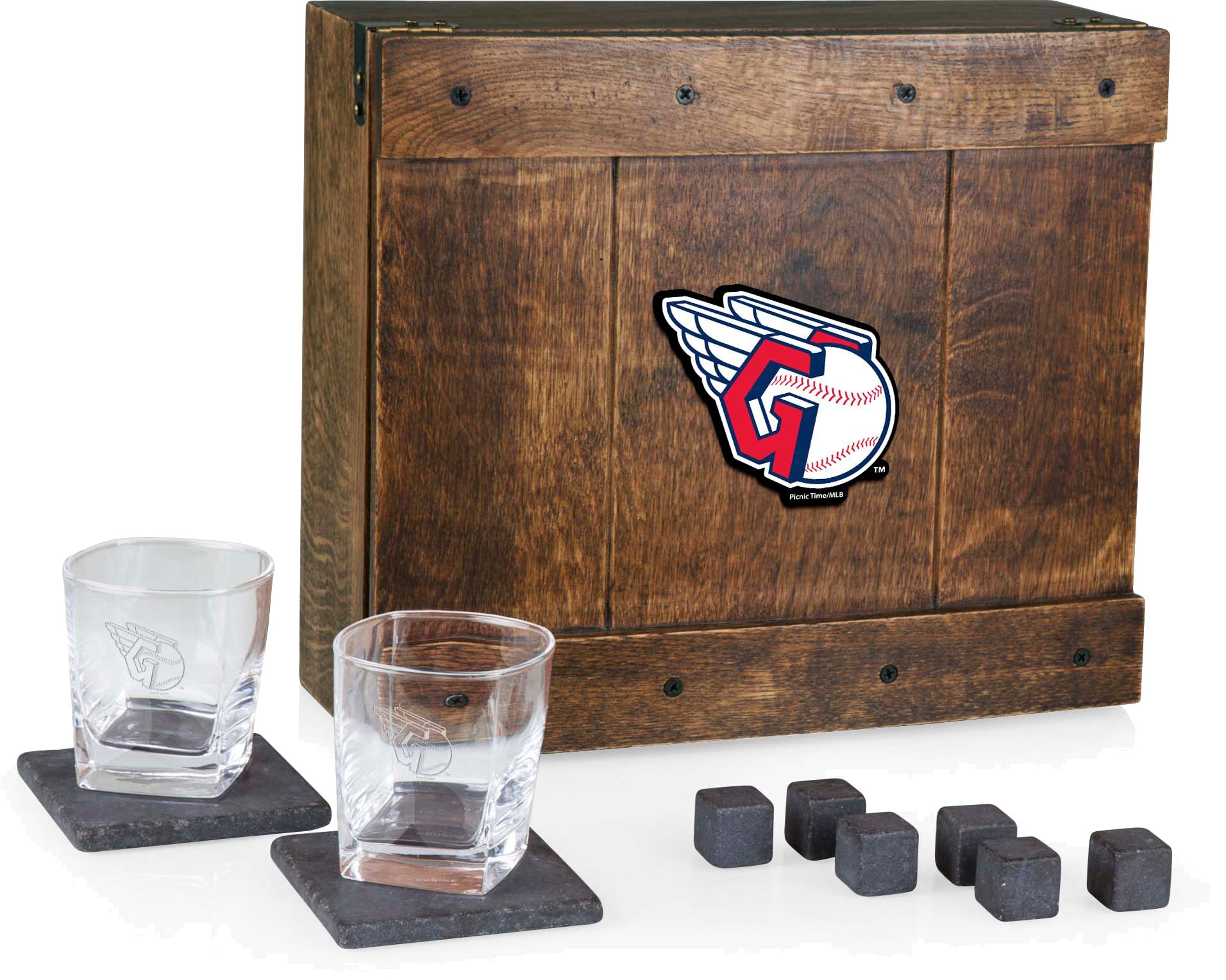 Picnic Time Cleveland Guardians Whiskey Box Gift Set