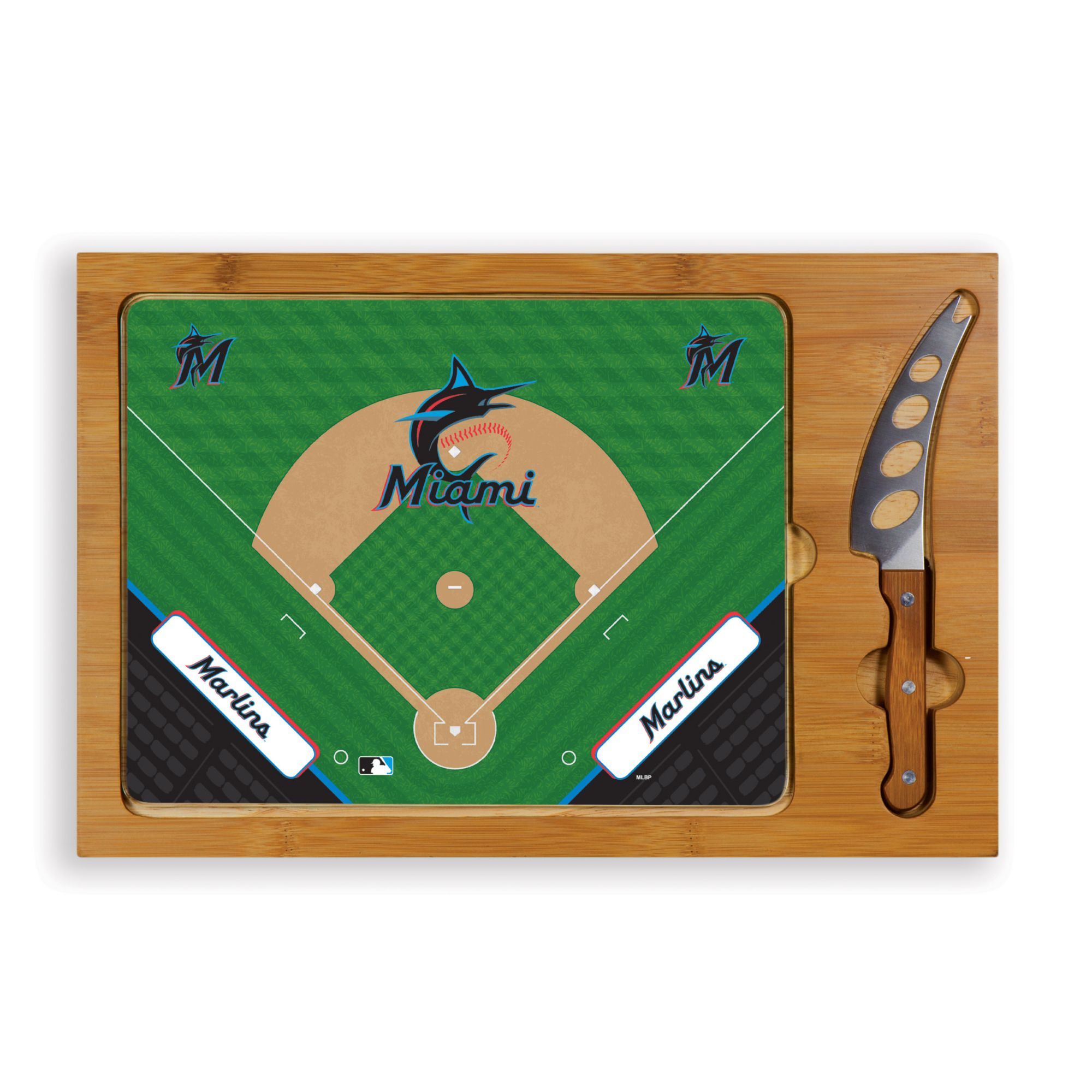 Picnic Time Miami Marlins Glass Top Serving Board Set product image