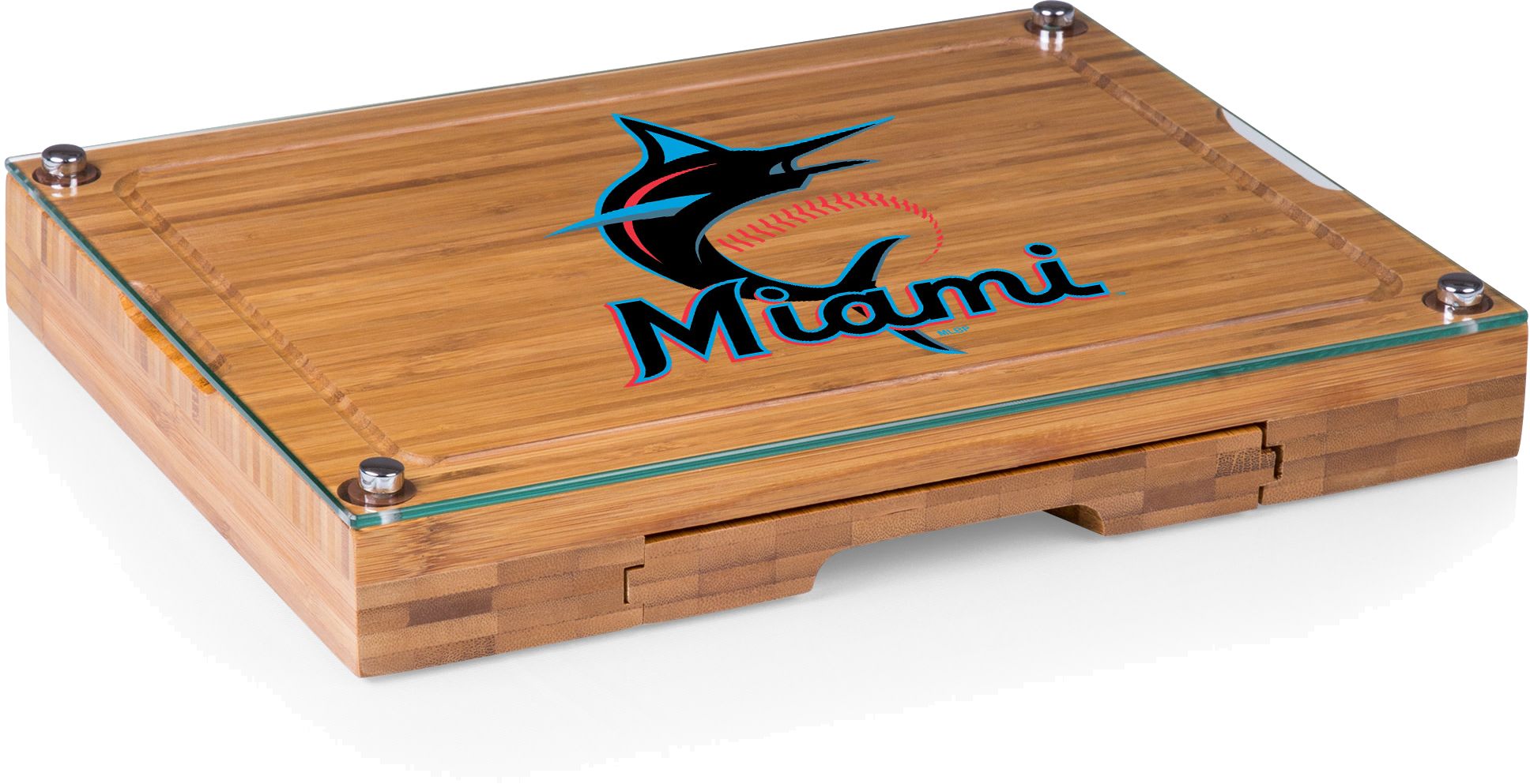 Picnic Time Miami Marlins Concerto Glass Top Cheese Board and Knife Set product image
