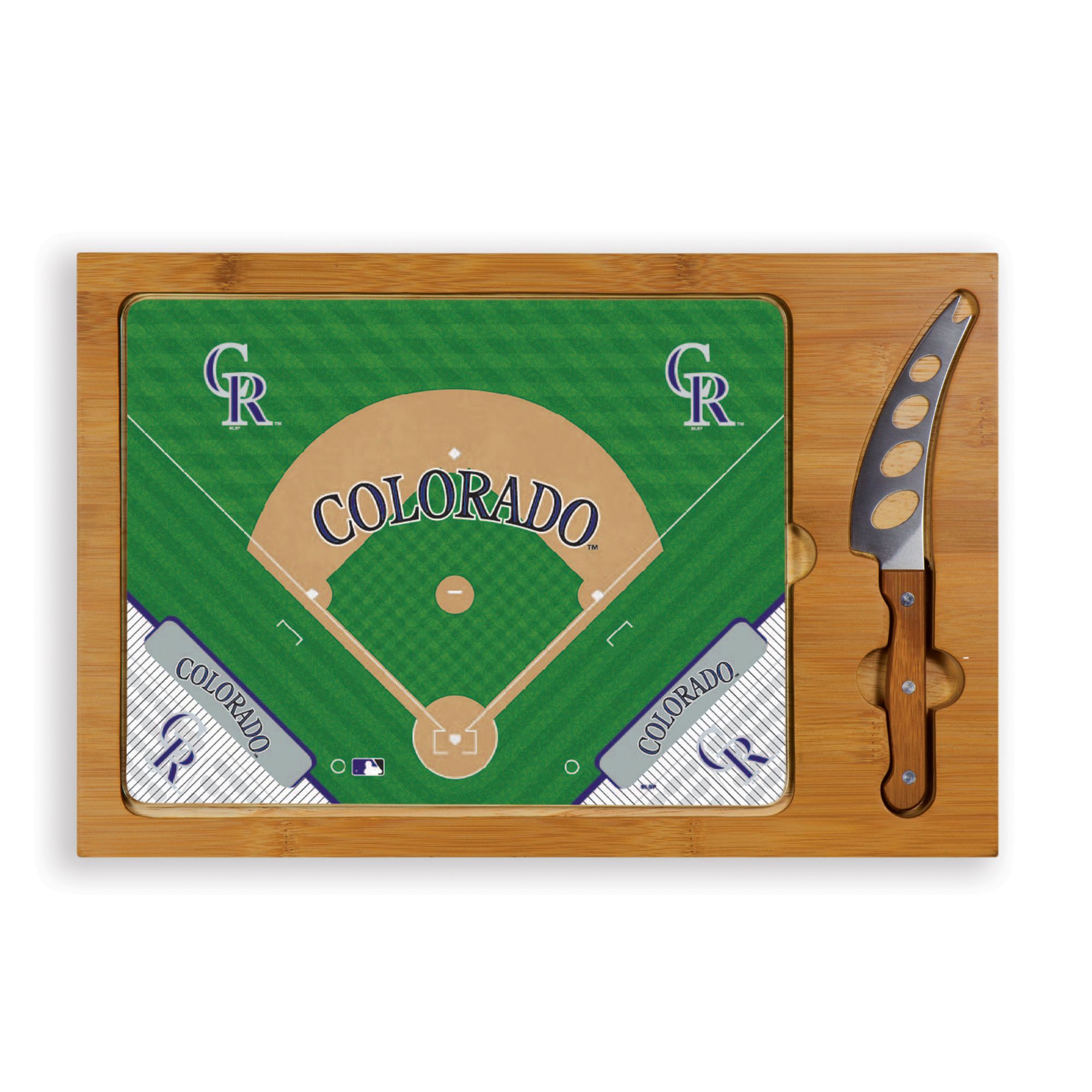 Picnic Time Colorado Rockies Glass Top Serving Board Set product image