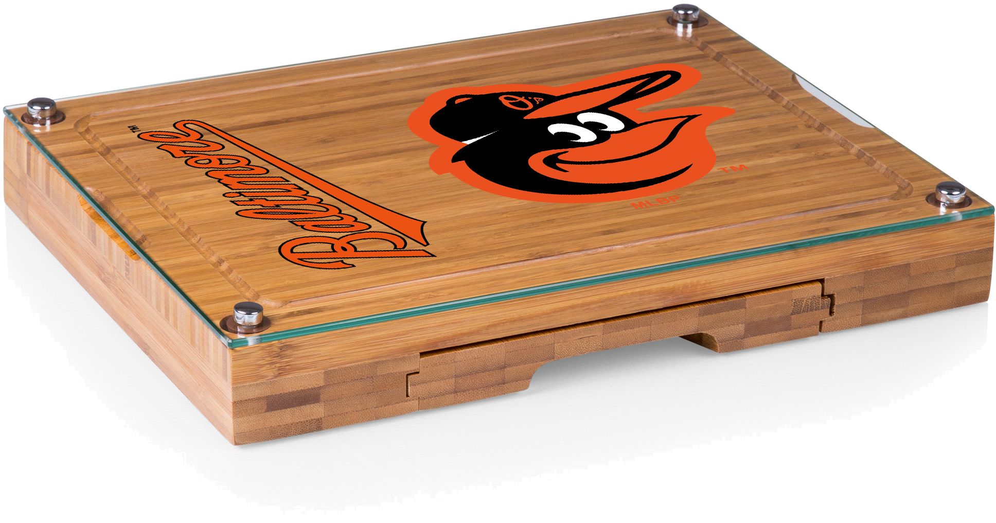 Picnic Time Baltimore Orioles Concerto Glass Top Cheese Board and Knife Set product image