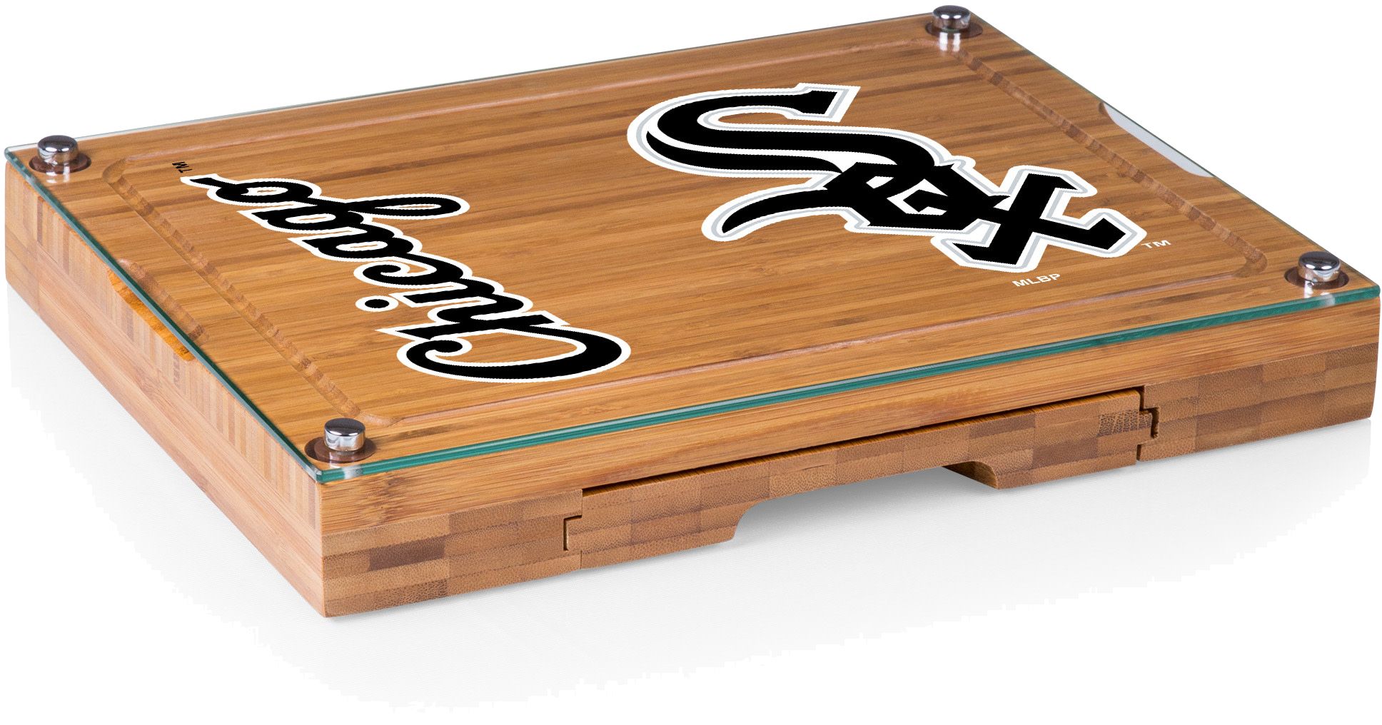 Picnic Time Chicago White Sox Concerto Glass Top Cheese Board and Knife Set product image