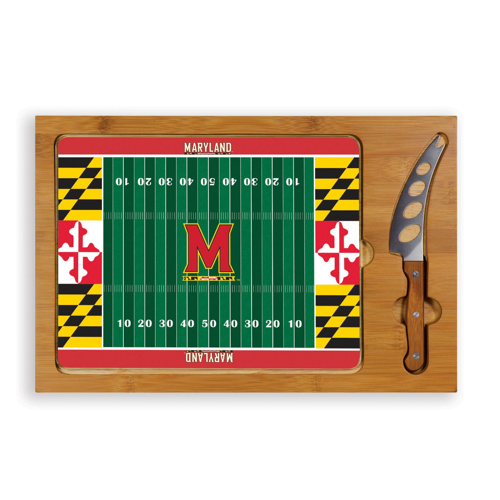 Picnic Time Maryland Terrapins Glass Top Cutting Board Set