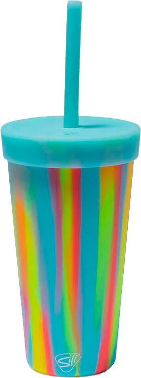 Silipint: Silicone 32oz Straw Tumblers: 2 Pack -Aqua & Sugar Rush