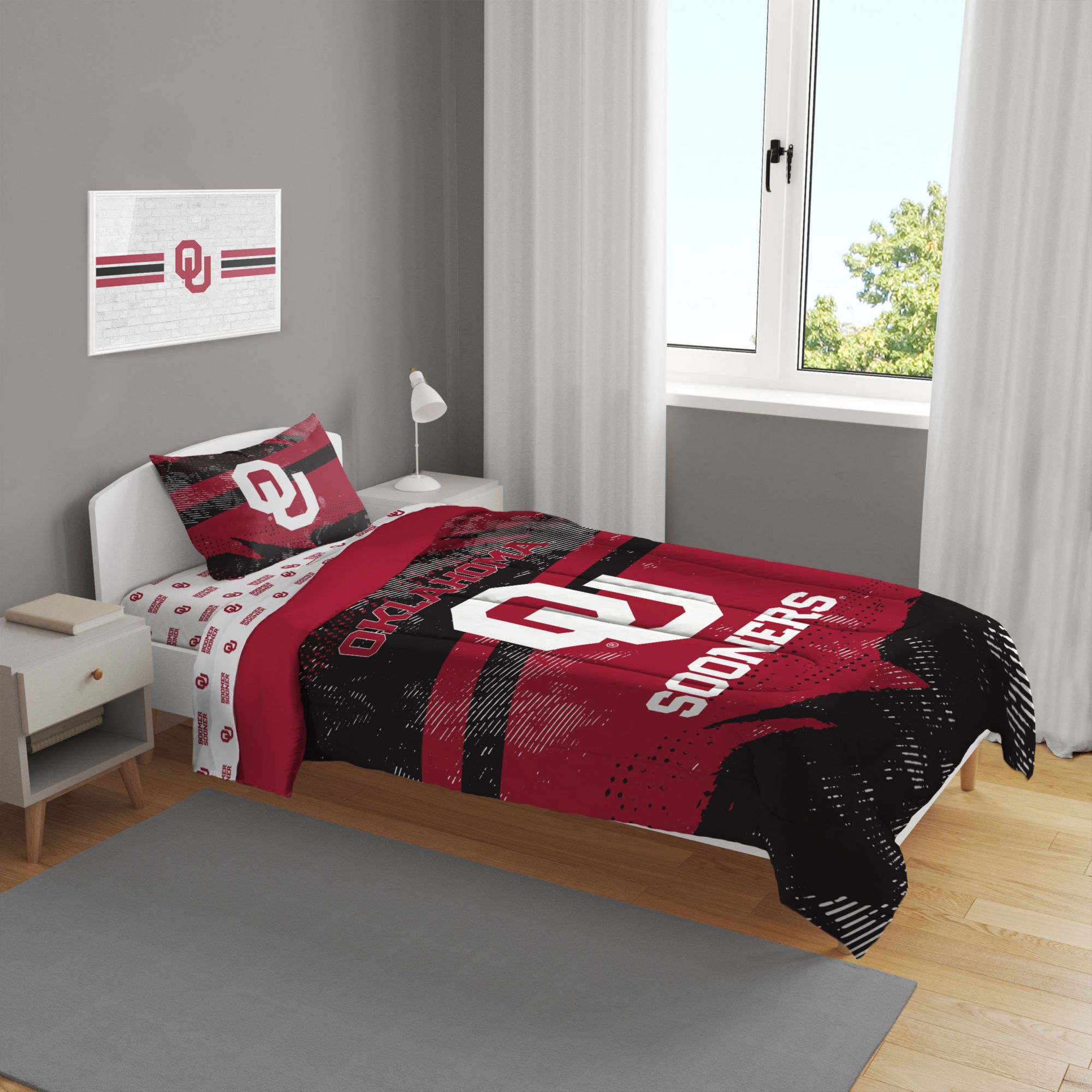 Pegasus Sports Oklahoma Sooners 4-Piece Twin Bedding Set