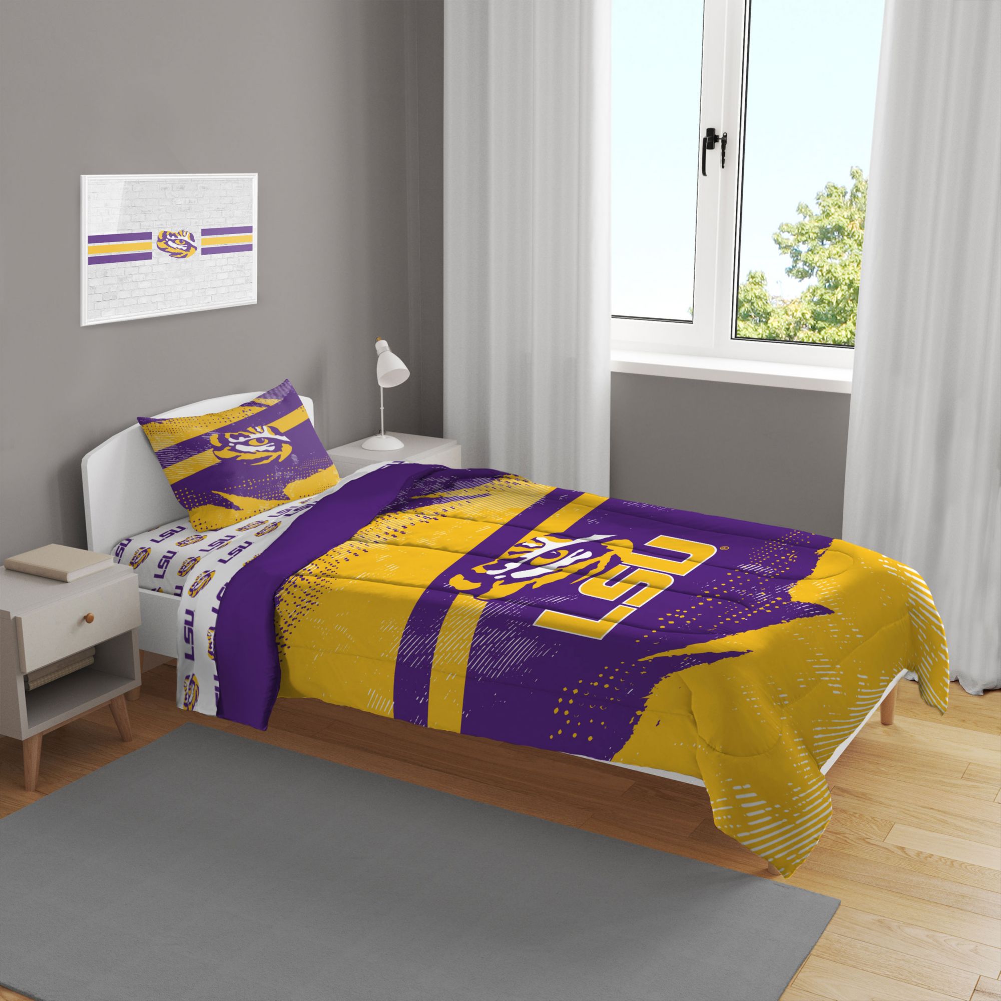 Pegasus Sports LSU Tigers 4-Piece Twin Bedding Set