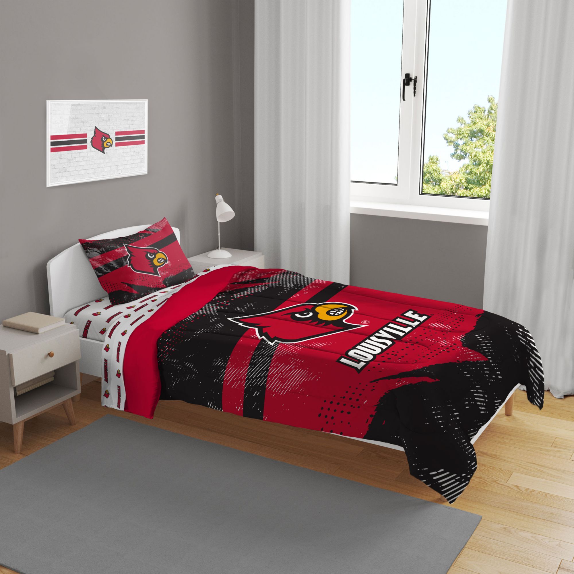 Pegasus Sports Louisville Cardinals 4-Piece Twin Bedding Set