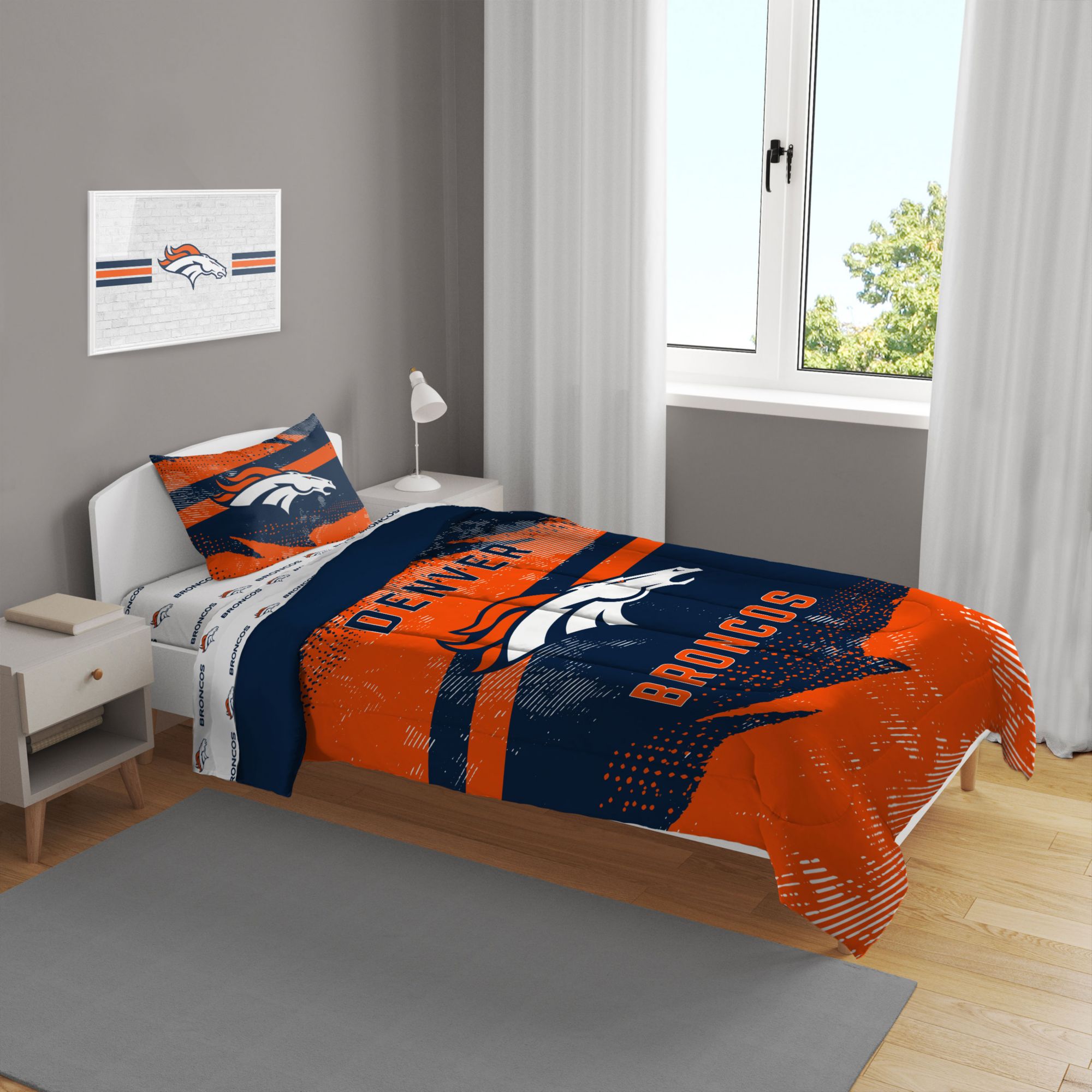 Pegasus Sports Denver Broncos 4-Piece Twin Bedding Set