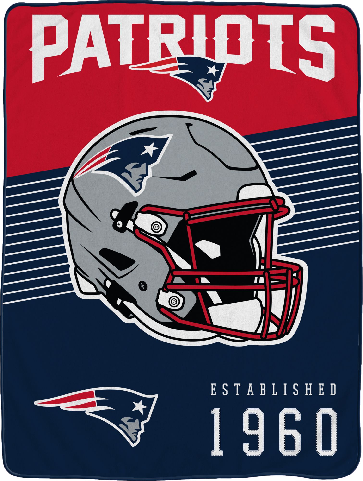 NFL New England Patriots Helmet Stripes Flannel Fleece Blanket